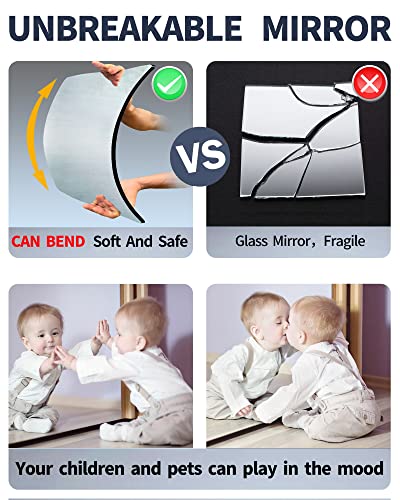 Shatterproof Full Length Wall Mirror Tiles,Made Of Unbreakable Plexiglass Acrylic,Extra Thick 0.16", 56"X14" 4Pcs 14"X14",Long Mirrors For Bedroom Door,Usde For Closet,Workout For Home Gym Body #TOP2