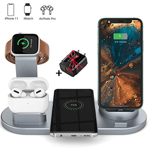 LUKKAHH Wireless Charger, 4 in 1 Wireless Charging Station for Apple Watch