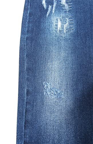 KIDSCOOL SPACE Girls Jeans,Elastic Waist Back Ripped Fashion Soft Denim Pants4