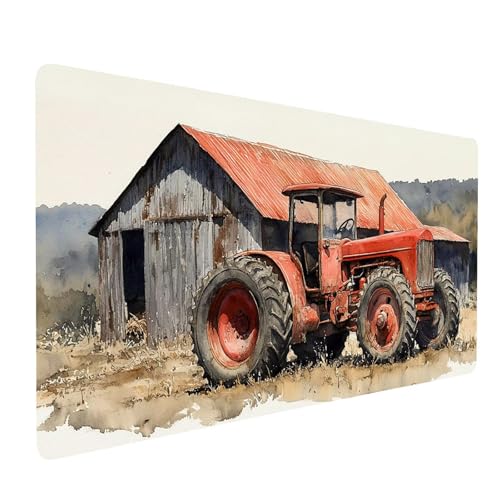 Tapis de Souris XXL 700x300x3mm Imperméable Tracteur Tapis de Bureau Gaming pour Clavier Souris sans Fil Ordinateur Portable, Mouse Pad Paysage Bords Surpiqués Base Antidérapante, Cadeau model-5283