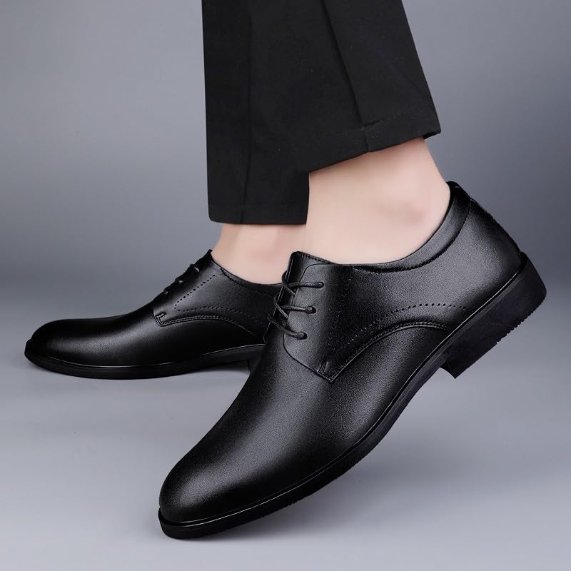Men's Classic Retro Shoes Mens Square Toe Business Dress Office Leather Shoes Men Fashion Wedding Flats Anti-Slip Low Top Non Slip Prom4