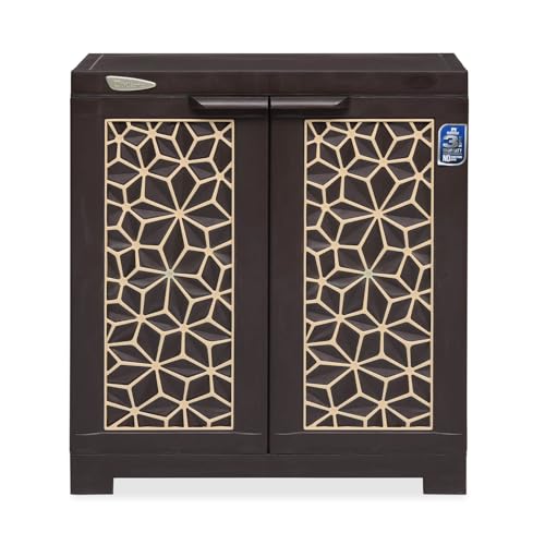 Image of Nilkamal Freedom Star Small (FMSSTAR) 2 Shelves Plastic Bookshelf with 3-Year Warranty| Multipurpose Storage Cabinet & Book Rack for Home |Durable, Easy-Clean |Book Organiser | Weather Brown & Biscuit