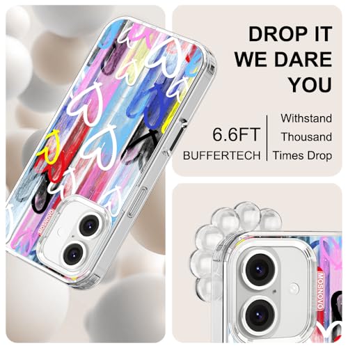 MOSNOVO for iPhone 16 Case, Compatible with Magsafe, Shockproof Military-Grade Protection 6.6ft Drop Tested, Magnetic Clear Phone Case for iPhone 16, Graffiti Hearts Design by MOSNOVO - Used condition - Image 5