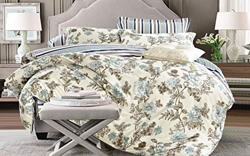 Louisiana Bedding Parure de lit Floral de Marque 100% Coton 200 Fils-Single Cover