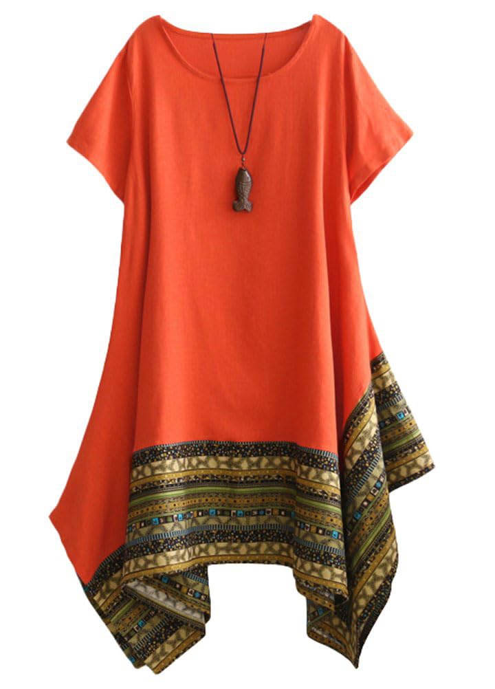 Minibee Women's Ethnic Cotton Linen Short/Long Sleeves Irregular Dress - Review, Price and Buying Guide