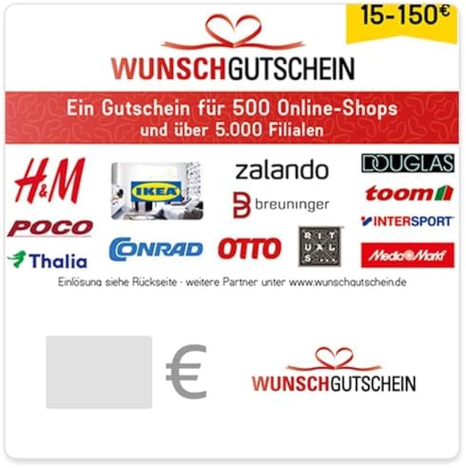 WUNSCHGUTSCHEIN das perfekte Geschenk - 500 Einlösepartner - für Deutschland - per E-Mail (nicht für