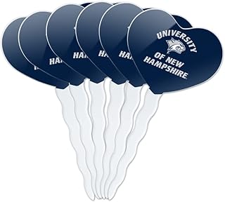 New Hampshire Wildcat Heart Love Cupcake Picks Toppers Decoration Set of 6