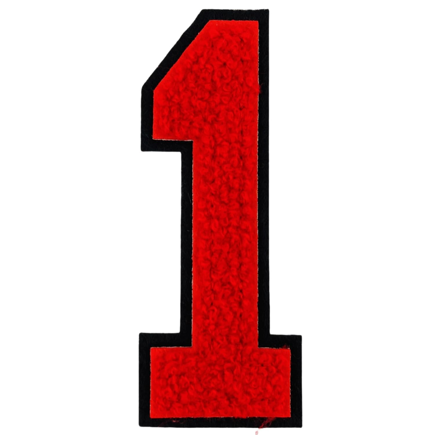 Photo 1 of 1 PCS 4.0" Red Chenille Number Patch with Black Edge, Iron on Patches for Hats Clothes Bags Backpacks Jeans Jackets, Pair with Initial Patches Large Varsity Letter. (Red 1)