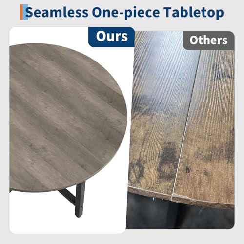 Image of IDEALHOUSE 31.5 Inch Round Dining Table for 2-4, Small Kitchen Dining Room Table for Space Saving, Wood Circle Kitchen Table with Sturdy Metal Frame (No Chairs)