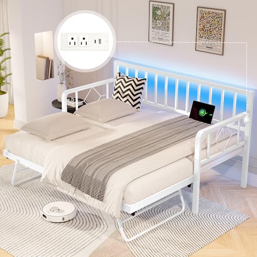 Jocisland Twin Daybed with Charging & LED Lights