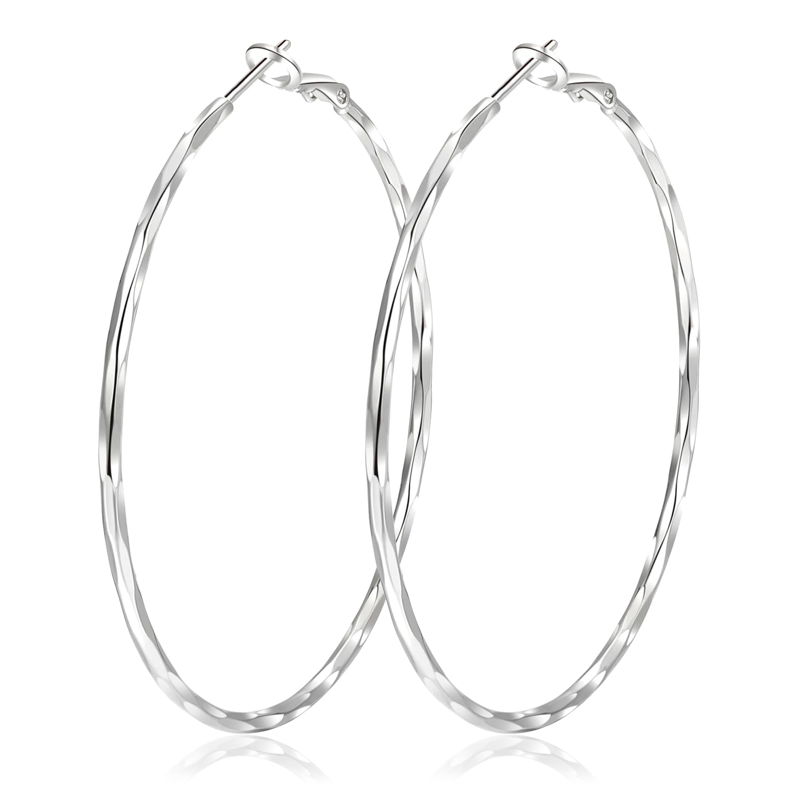 wohn&lebePendientes De Aro De Plata De Ley 925 Ligeros Grandes HipoalergéNicos Delgados De Plata Para Mujeres Y NiñAs Plata De Ley Aros De Plata De Ley Mujer