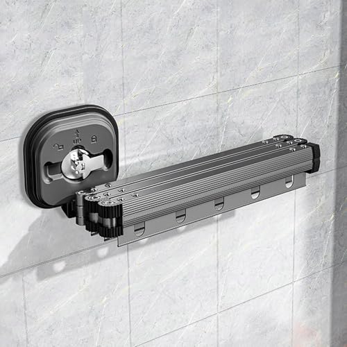 Tendedero retráctil de pared con ventosas barra portátil invisible para ropa en casa 7