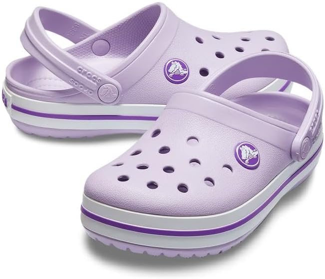 Crocs Unisex-Child Crocband Clogs (Todder Shoes), Lavender/Neon Purple, 4 Toddler