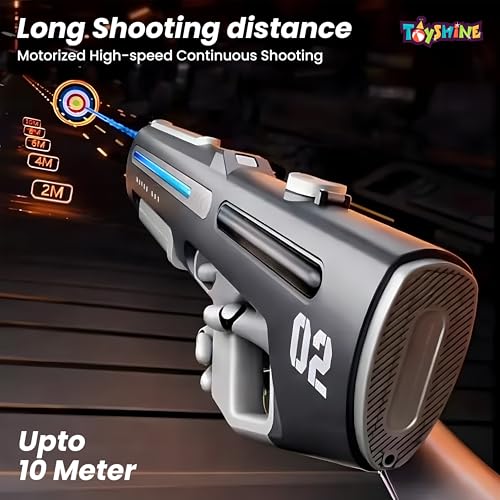 Image of Toyshine Electric Water Holi Gun Toy with 25Ft Range | Automatic Suction Self-Integration | Lights | Rechargeable Battery | 350ml Tank Capacity Perfect for Summer Outdoor Fun - Multi