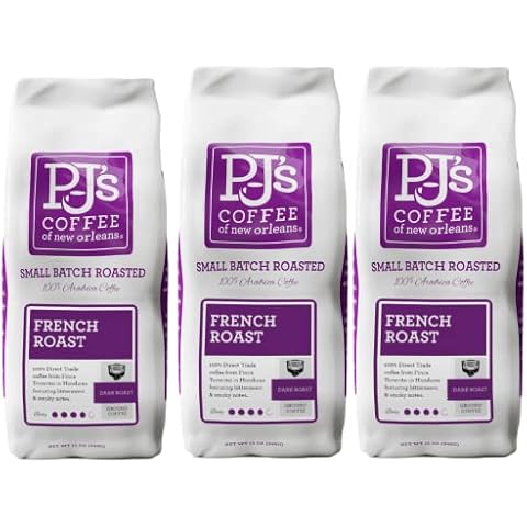 PJ's Coffee - French Roast Ground Coffee (Pack of 3) - Intense & Bold Dark Roast with Smoky Overtones Cover