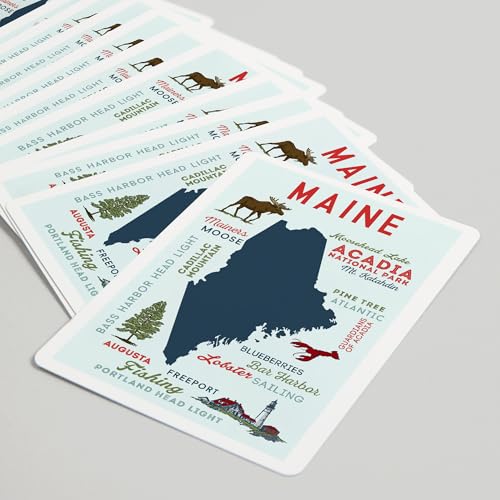 Baraja de cartas tamaño póker, 52 cartas Maine miniatura 5