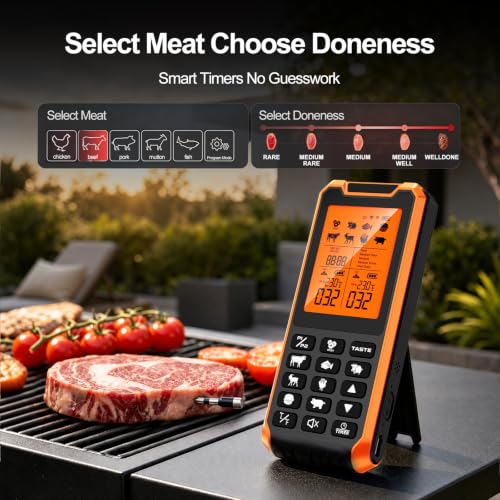 Wireless Bluetooth Meat Thermometer Digital DROPS TO (Orange only) - image 4