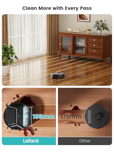 Image of Lefant Robot Vacuum and Mop, 18000Pa Strong Suction, Self-Cleaning with Auto Drying, LiDAR Navigation & Obstacle Avoidance, Tangle-Free Pet Hair, Slim, 800ml Dustbin, 5G WiFi