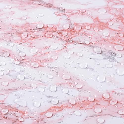 Image of TEKCOOL Wall Stickers DIY Wallpaper Vinyl Marble Wallpaper Peel and Stick Waterproof Wallpapers for Home Kitchen Countertop Cabinet Furniture Oil Proof Kitchen Stickers(Pink-3 pc).;