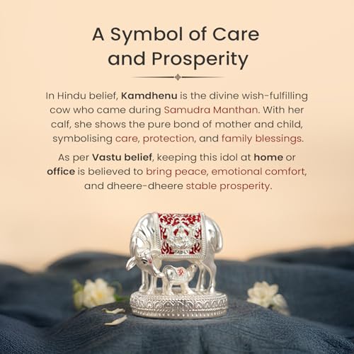 Image of Astrotalk Kamdhenu Cow with Calf Murti (3x3.5 Inch) | Divine Symbol for Abundance & Prosperity | Sacred Vastu & Pooja Idol | Home Decor for Living Room & Office Desk | Good Luck Gift for Man & Woman