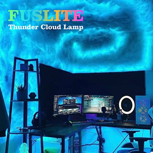 Image of FUSLITE 2026 New 3D Thundercloud LED Light Cotton Lightning Cloud Colorful Atmosphere Night Light, DIY Creative Cloud Lights Gaming Room Garage Club Bar dj Party Light, Restaurant, 32 Feet