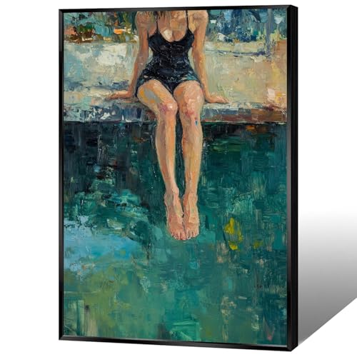 Vintage Summer Woman Pool Canvas Poster 8x12 Wall Art