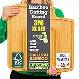 Organic Wood Cutting Boards for Kitchen for Chopping Vegetables, Carving Meat, Slicing Bread and Serving Charcuterie for Meal Time Prep, Holiday Gatherings, and Hosting Parties - Ideal for Home Chefs
