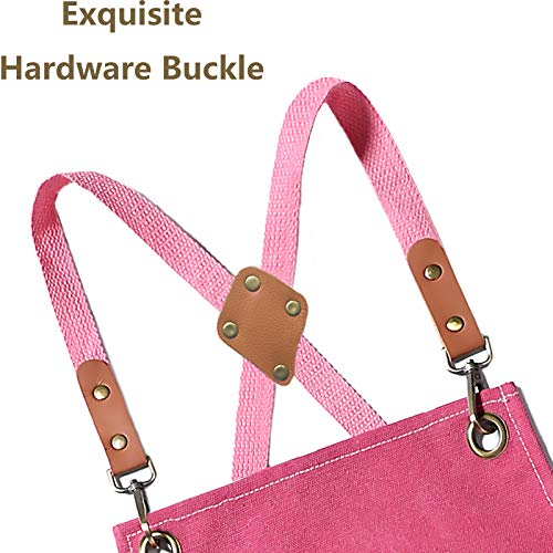 Chef-Aprons-for-Men-Women-with-Large-Pockets-Cotton-Canvas-Cross-Back-Heavy-Duty-Adjustable-Work-Apron-Size-M-to-XXL-Pink