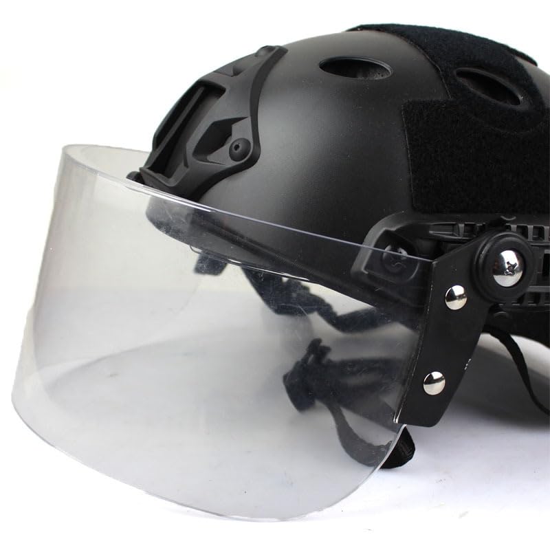 PJ Typ taktischer Paintball Airsoft Schnellhelm, CS Kriegsspiel Outdoor-Sport Taktische Ausrüstung,Mit Verstellbarer Transparenter Maske