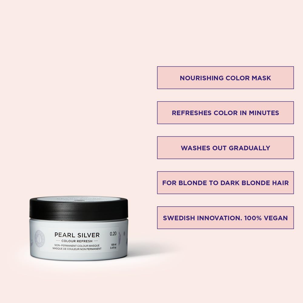 Maria Nila Colour Refresh, Pearl Silver 100 ml, maschera per capelli argento-viola, pigmenti semi-permanenti, prodotto 100% vegano e senza solfati/parabeni