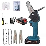 Mini Chainsaw 4 Inch Rechargeable Lithium Battery 24V One Handed Cordless Lithium minisaw Portable...
