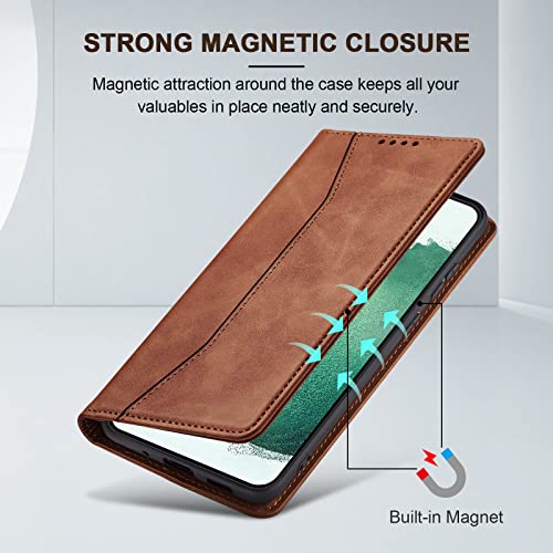 Image of Jasonyu Flip Wallet Case for Samsung S22 5G,Brown