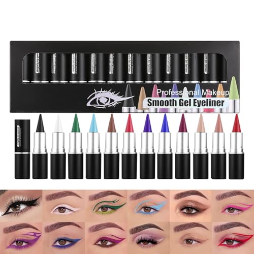 Delineador de ojos sólido blanco – Cream Black Lazy 12 colores sombra de ojos crema Set de delineador de ojos mate blanco fijo crema negro Lazy 12 colores sombra de ojos crema conjunto de lápiz de