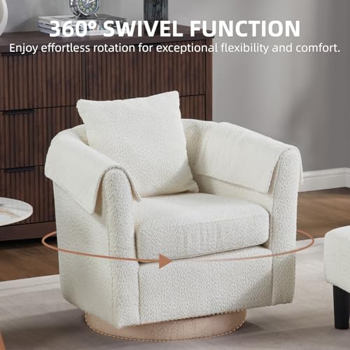 Sillón Giratorio Chenille Blanco miniatura 5