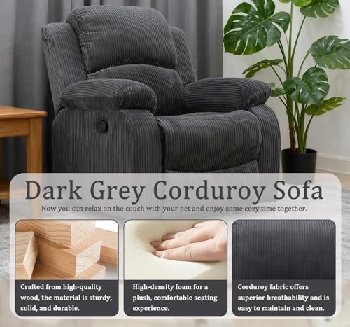 Image of Power Lazy Boy Recliner Chair, Single Leather Reclining Chair with Home Theater Seating, Electric Oversized Recliner Sofa Breathable Living Room Chairs for Adults Reading Gaming, Grey
