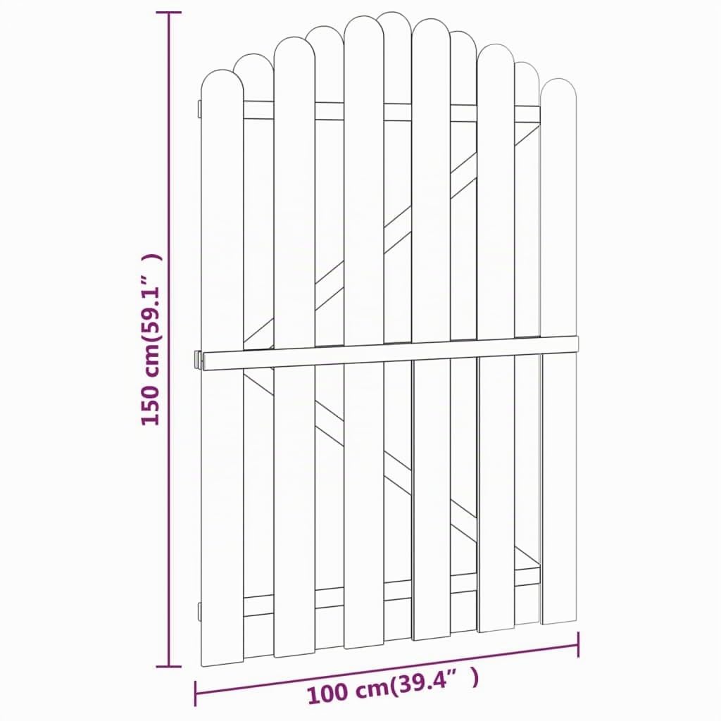 vidaXL Cancello per Steccato 100x150 cm ad Arco, per Recinzione Giardino Esterni, in Legno Impregnato, per Recinto