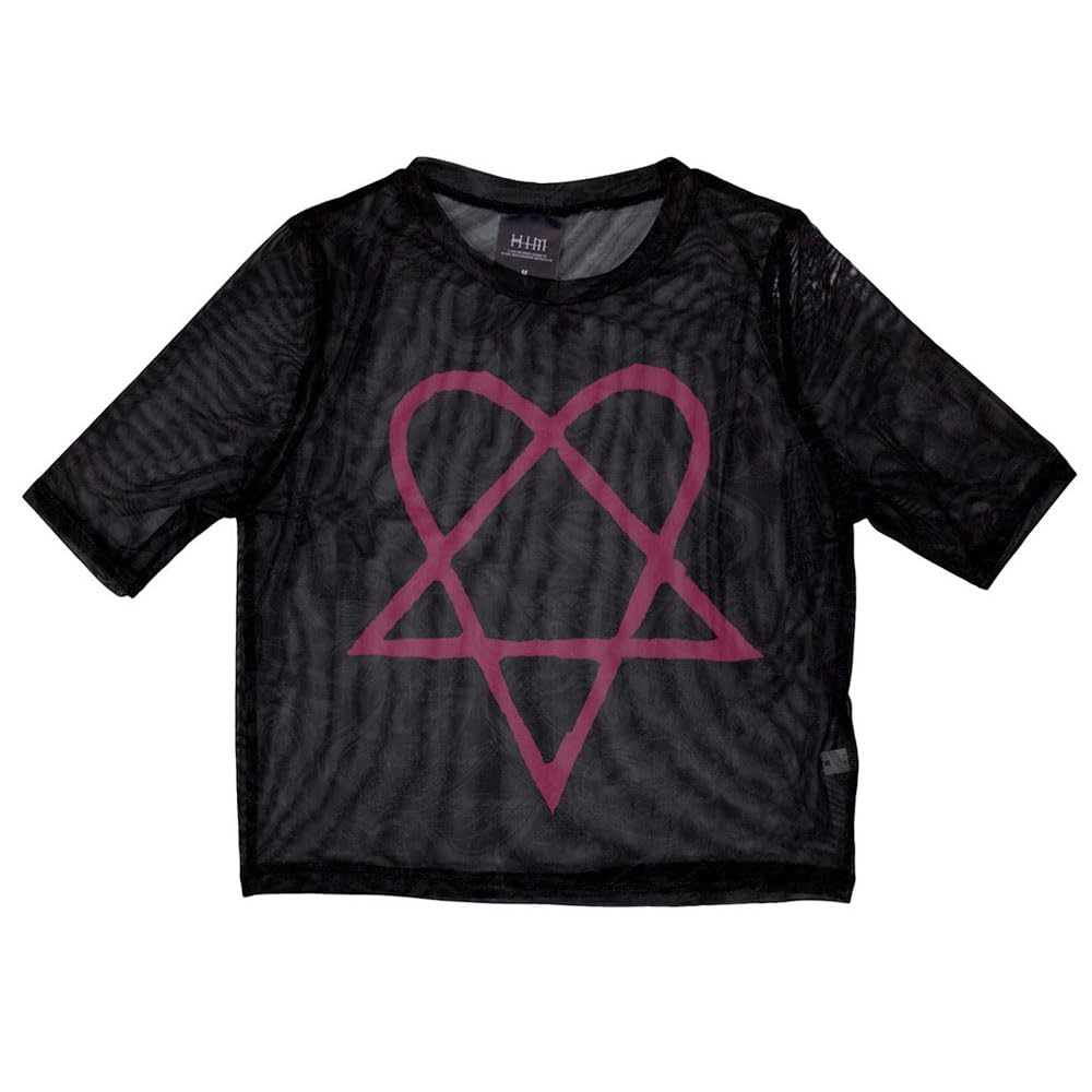 Rock Off Officially Licensed Products Black Him Pink Heartagram Mesh Crop Top L
