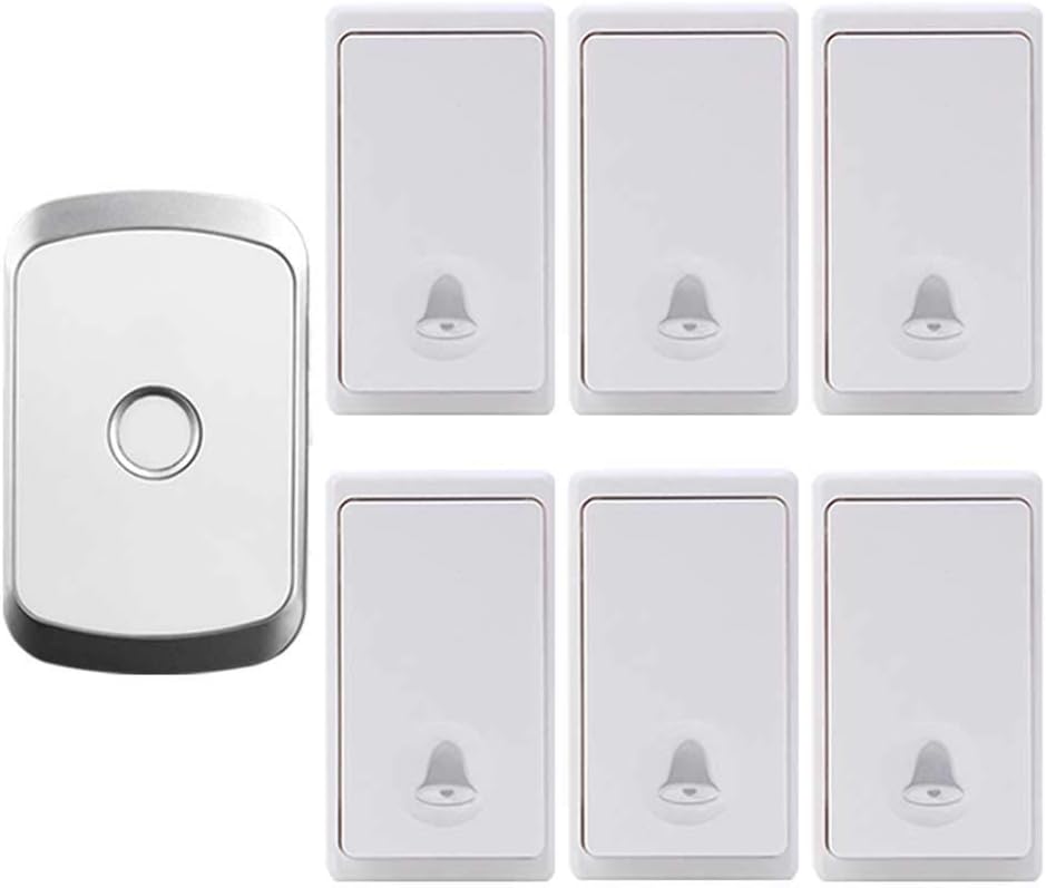 Wireless Doorbell Waterproof, 6 Transmitters 1 Receiver Self-Powered Doorbell, 36 Music Melody / 4 Volume Levels/Smart Flash, 200M Ultra Far Range,Silver,Gold