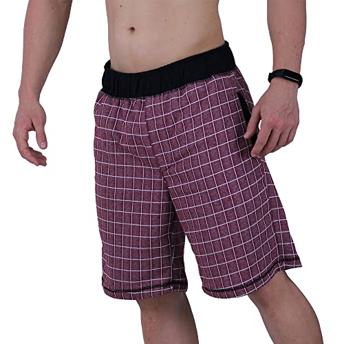 Bermuda Moletom MXD Conceito Bolsos Laterais Cores Para o Verão (EG, Quadriculado Bordo)
