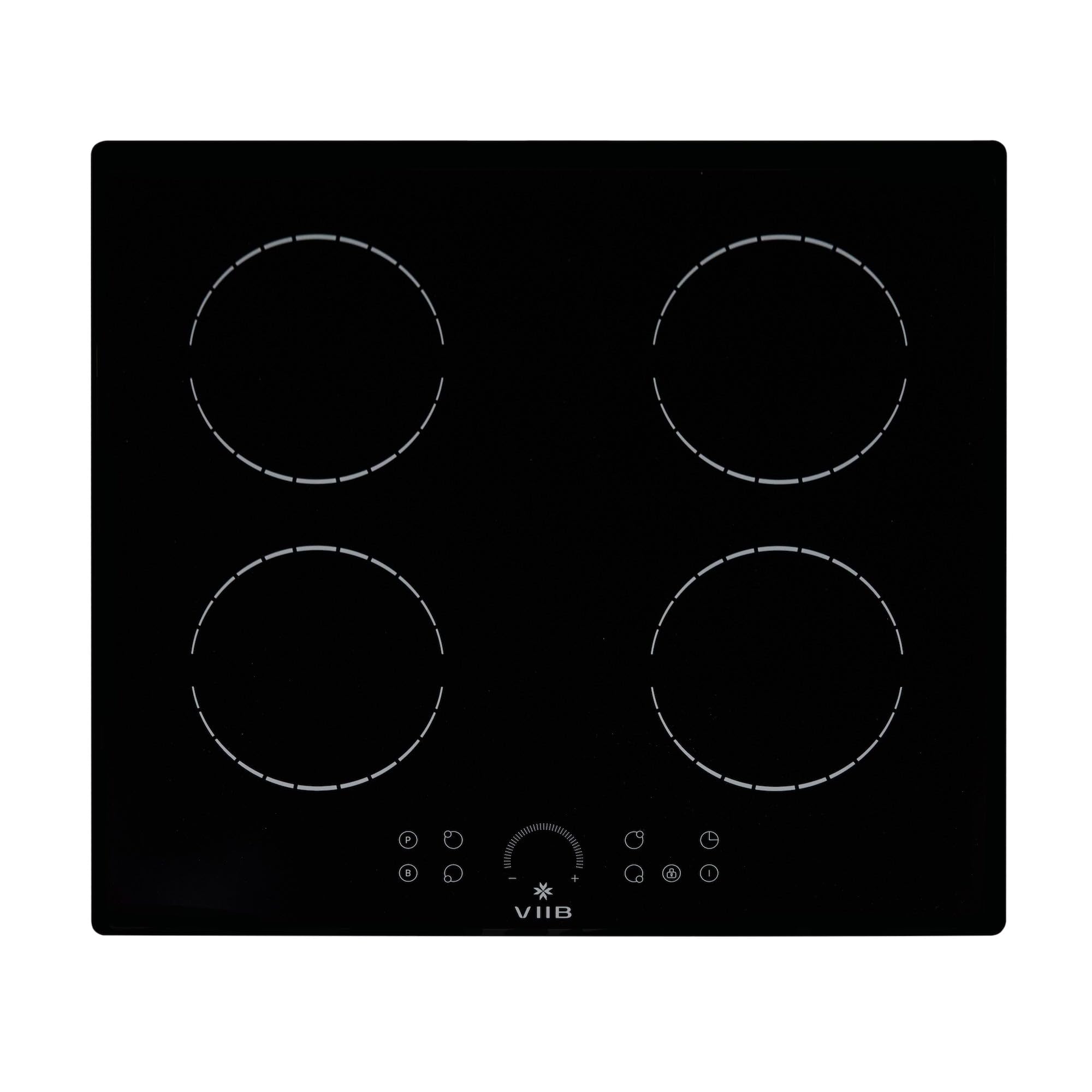 VIIB Induction Hob 60cm, 4 Zone Electric Cooktop, 7000W Built-In Hob, Hardwired Installation (No Plug), Touch Control, Booster, Timer, Child Lock, Auto Shut-Off, Black Glass – Star Burst Zone Design — view 7