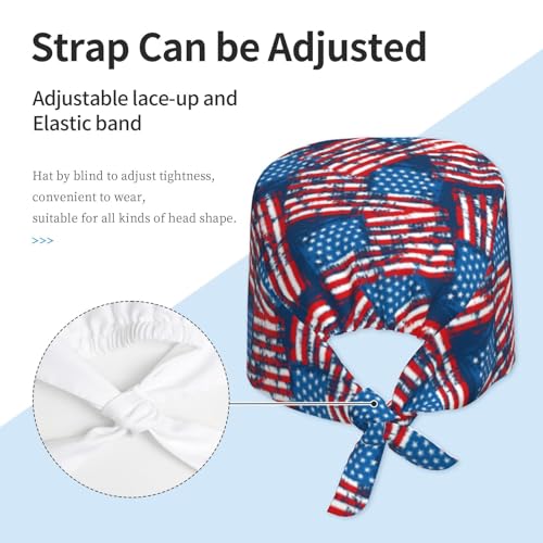 Image of Working Cap Scrub Cap with Sweatband Adjustable Unisex Women Tie Back Hat Nurse Surgical Caps