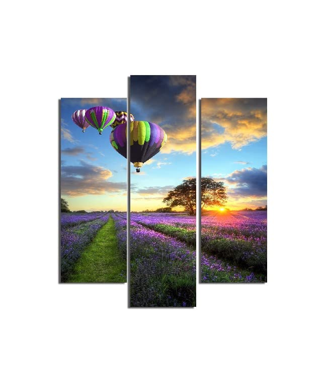 Tableau Montgolfière Homemania en MDF de haute qualité, triptyque artistique multicolore