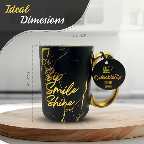 Taza de café de porcelana con diseño mármol 18oz negro miniatura 6