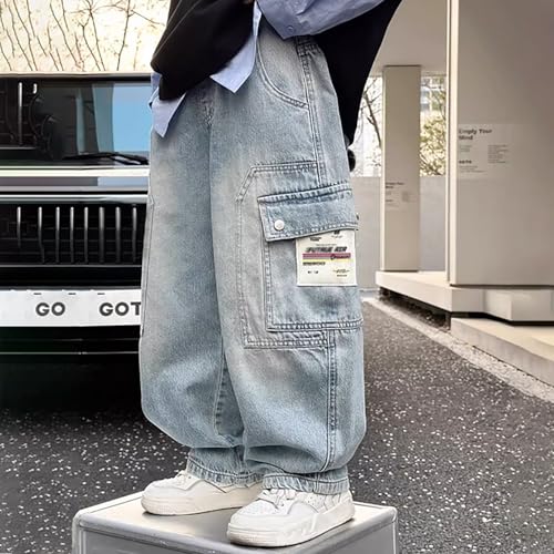 Pantalones de carga duraderos de mezclilla para niños sin roturas 3