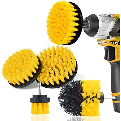 DAKCOS 4 Piece Drill Brush Attachment Kit Power Scrubber Drill Brushes for Cleaning Bathroom, Flooring, Pool Tile, Brick, Ceramic, Marble, Grout and Car Cover