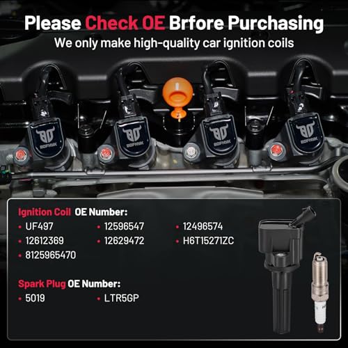 Image of BDFHYK Ignition Coil Pack UF497 and Iridium Spark Plug 5019 Compatible with Chevrolet Colorado 2007-2012 GMC Canyon 2007-2012 2.9L l4 Chevy Oem Coil Pack Coil for GMC 12629472 C1558 Set of 4