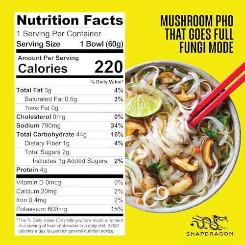 Image of Snapdragon Mushroom Pho Instant Noodle Bowls | Mushroom Flavor Broth with Rice Noodles | Gluten Free | No Artificial Flavors | No MSG Added | 2.1 oz (6 Pack)