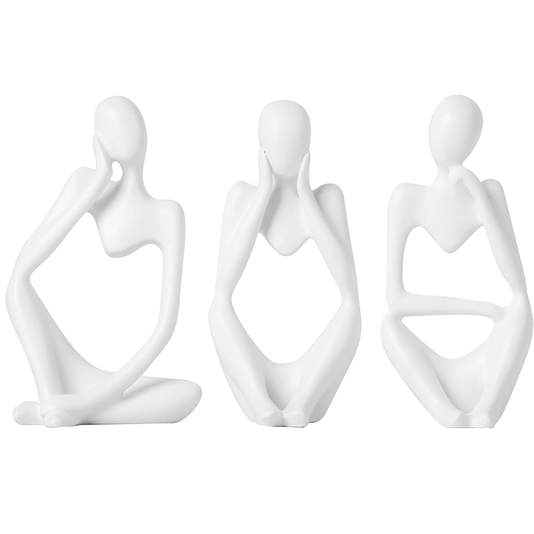 Tibeoyad 3 Stück Denker Statuen Deko, Abstrakte Statue Resin Skulptur Figuren Denker Dekoration Wohnzimmer Bücherregal Schlafzimmer Bür