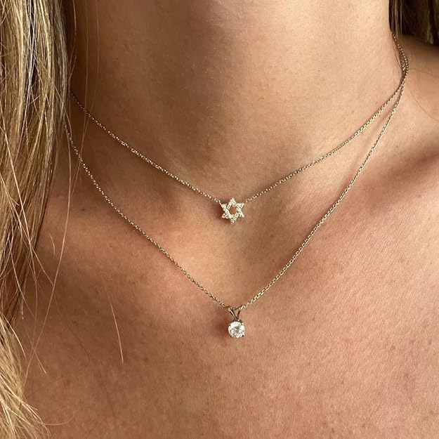 Made In Israel 14K Gold Plated Stainless Still Star of David Necklace for Women – Jewish Symbol Pendant from Israel – Elegant Hebrew With Cubic Zirconia Dainty Religious Jewish Jewelry - Image 2