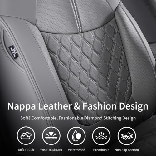 Image of Huidasource Custom Fit RAV4 (Gas Only) Front Seat Covers, Gray Waterproof Faux Leather Full-Coverage for 2019-2024 Toyota RAV4 LE /XLE & XLE Premium /Limited (Does Not Fit Adventure and TRD Off-Road)